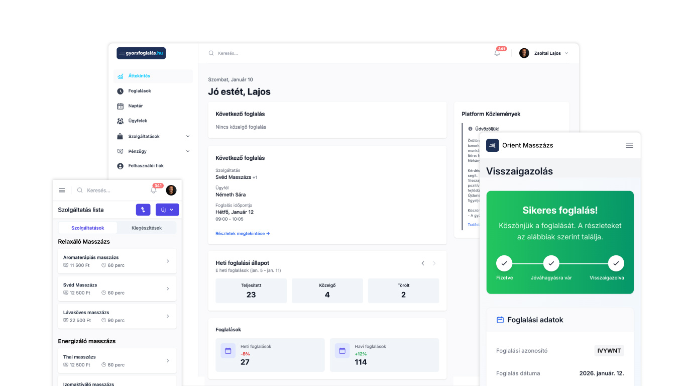 Gyorsfoglalás Platform Felület